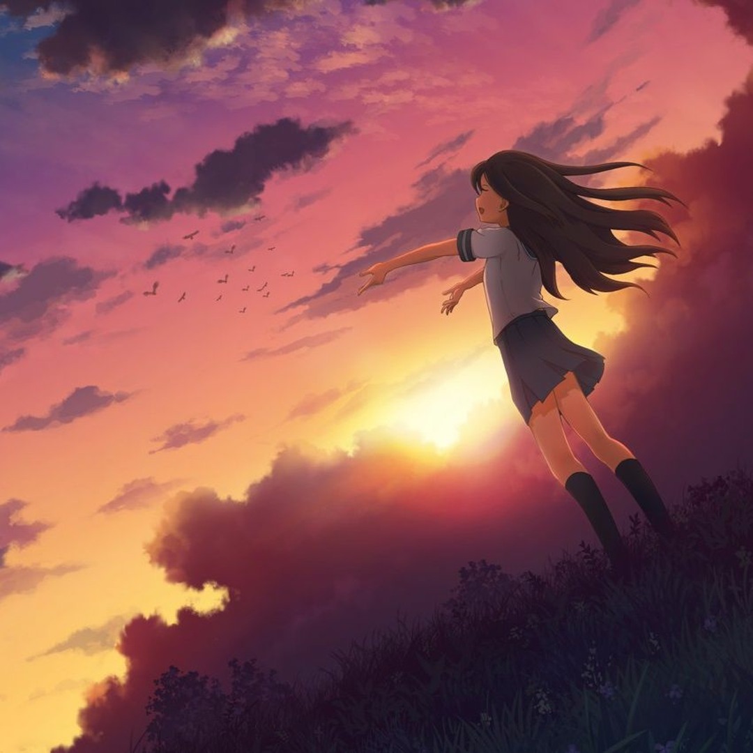 アニメ Synergy-Style 3.4.5.6 Follow You EP Dawn 3D retro animation with moving through a purple landscape