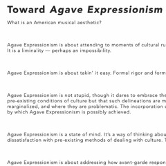 die Reihe - Toward Agave Expressionism Excerpt