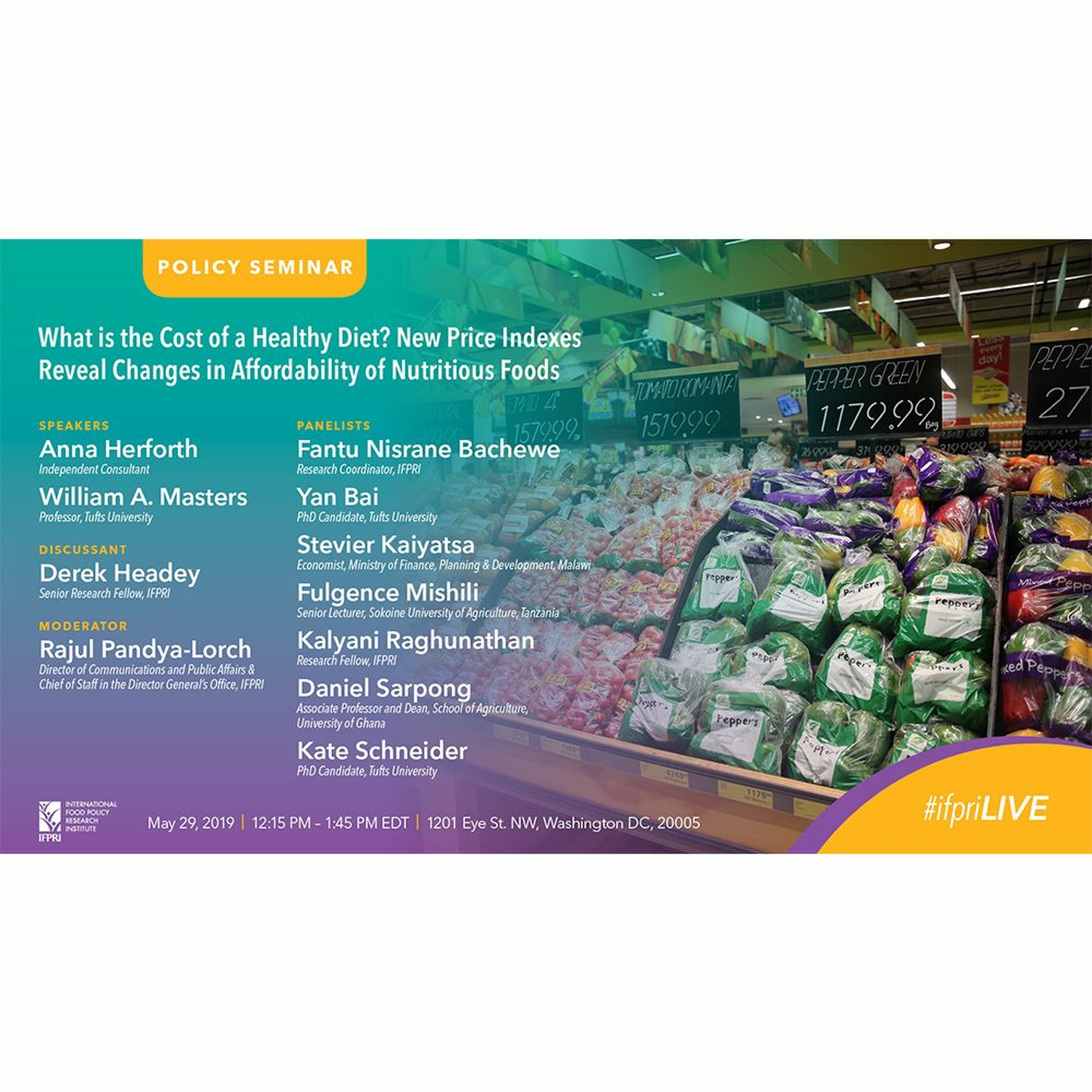 IFPRI Policy Seminar:  What is the Cost of a Healthy Diet? - 5/29/2019 - WMasters episode artwork