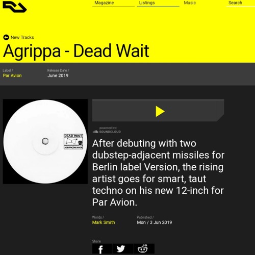 PAR003 | A2 AGRIPPA - DEAD WAIT [RA PREMIERE]