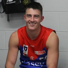 Mitch Gent speaks to Casey Radio's Aaron Fetter before his 100th VFL match