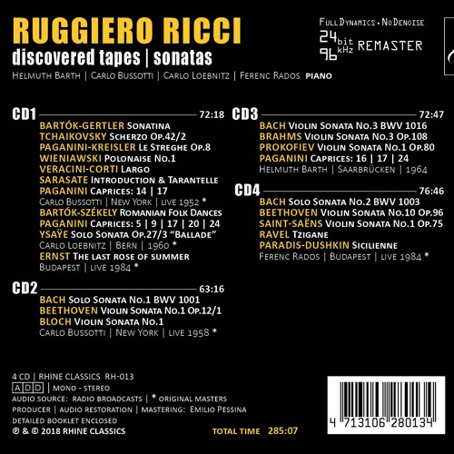 Stream Rhine Classics | Listen to RH-013 | Ruggiero RICCI -3- sonatas | 4CD  box playlist online for free on SoundCloud
