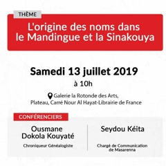[Conférence] - L'origine des noms dans le Mandingue et la Sinakouya