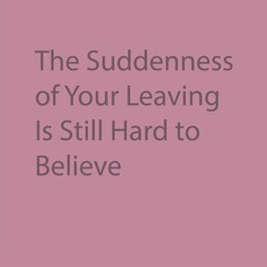 . The Suddenness Of Your Leaving Is Still Hard To Believe