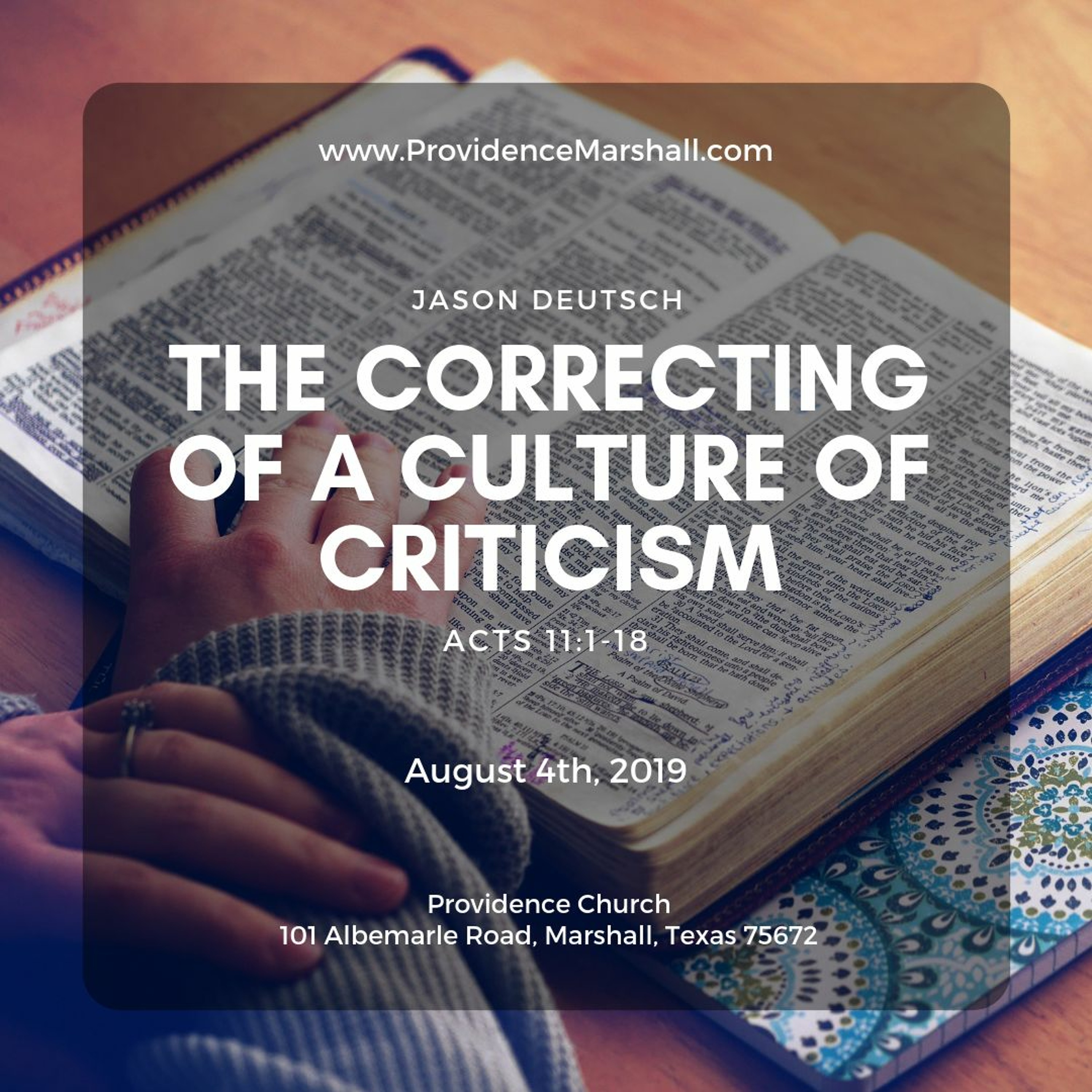 Acts 11:1-18 | The Correcting of a Culture of Criticism episode artwork