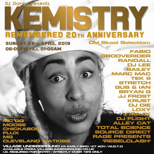 Bryan Gee & DJ Die With Mc Moose @ Kemistry Remembered 20th Anniversary VU 280419