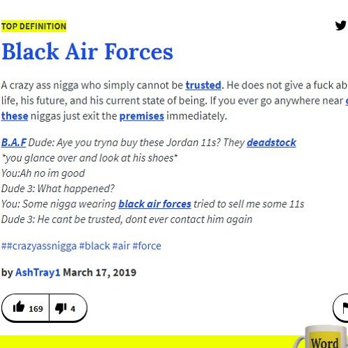 Urban dictionary black air force 1 cheap