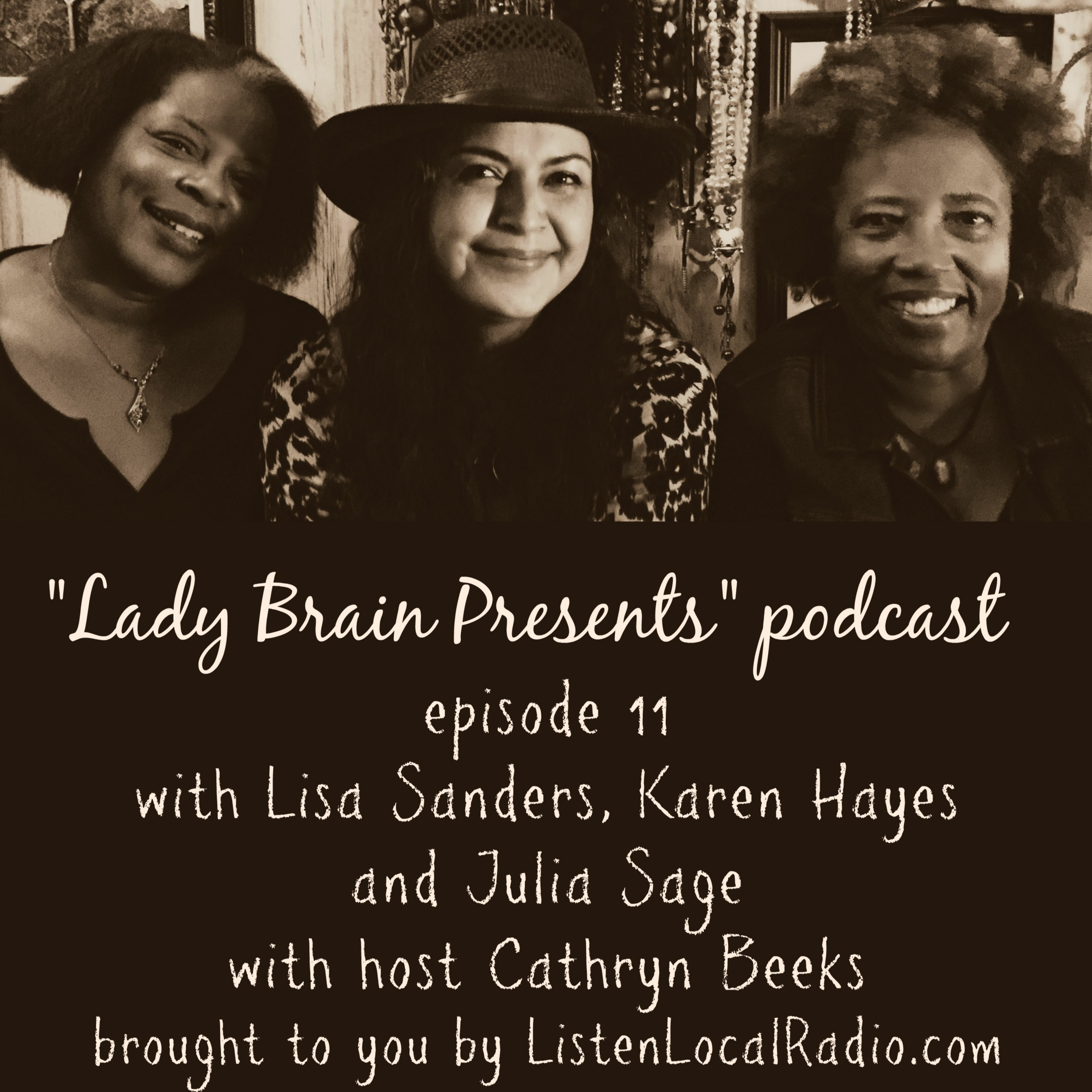 "Lady Brain Presents" episode 11 with Julia Sage, Lisa Sanders and Karen Hayes 8 22 19 episode artwork