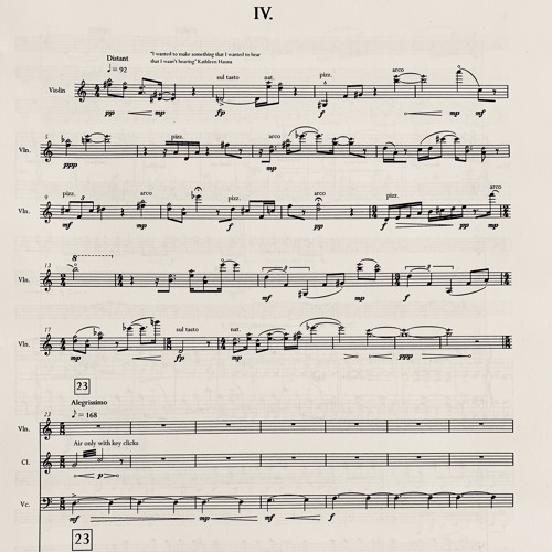 MISMA IV - Kathleen Hanna, for violin, cello, clarinet, and piano