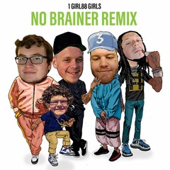 Look up "no brainer remix 1 girl88 girls" on yt for the real version