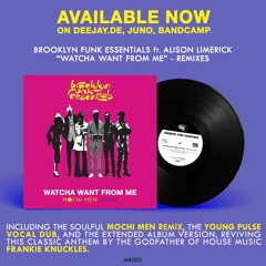 B.F.E. ft. Alison Limerick - Watcha Want From Me (Mochi Men Remix) [OUT NOW ON VINYL]