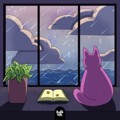 Purrple Cat - Reading During A Thunder Storm
