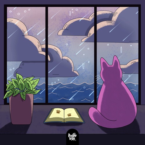 Purrple Cat - Reading During A Thunder Storm