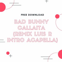 Bad Bunny - Callaita (Remix Luis R Intro Acapella) FREE