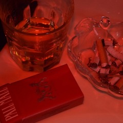 smashed glass and cigarette ash