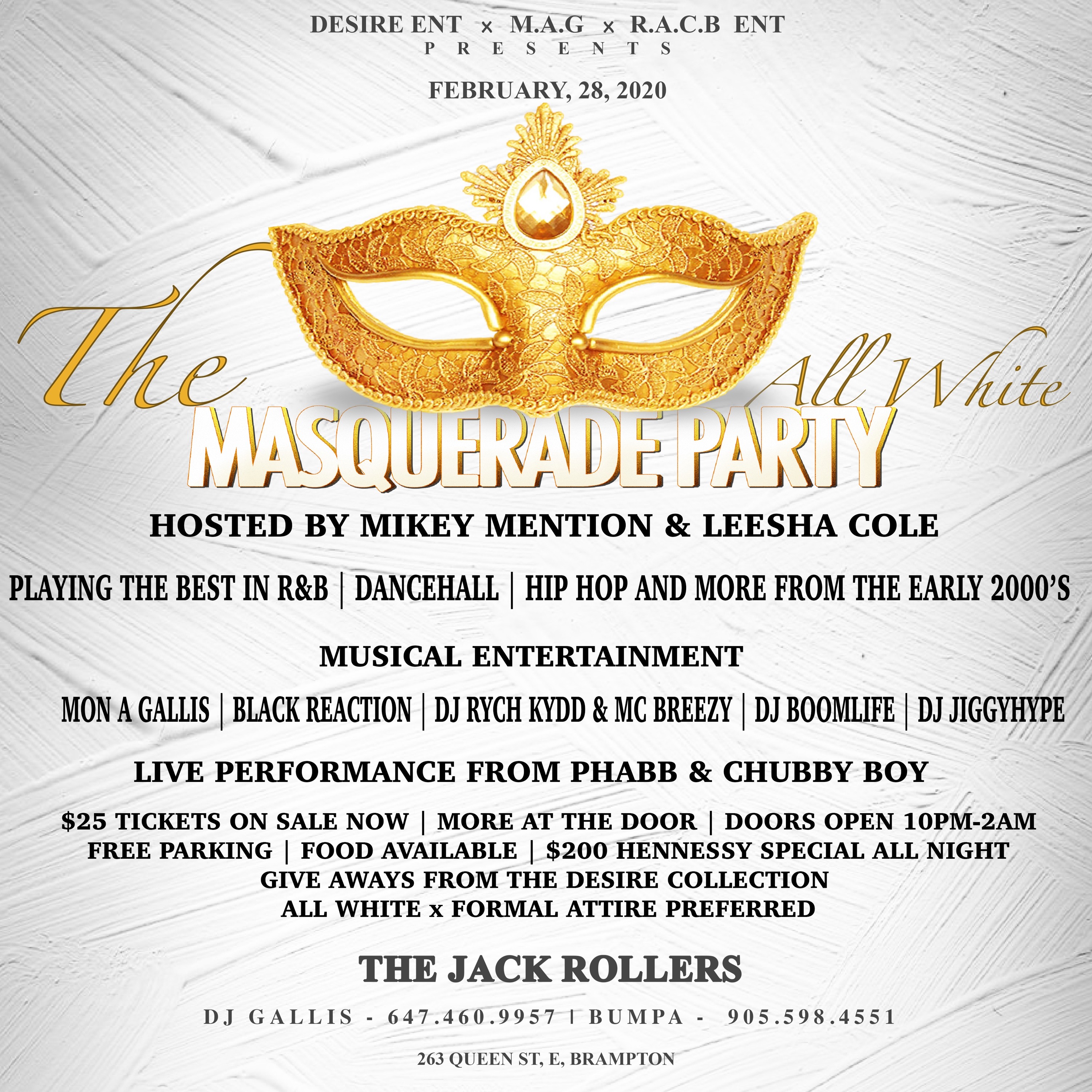 MON A GALLIS - THE ALL WHITE MASQUERADE PARTY PROMO CD (FEB, 28, 2020 (MASTERED)