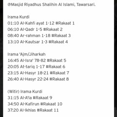 Tarawih 1440H (Masjid Riyadhus Shalihin Al Islami)