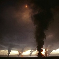 An Overcast Dawn Near the Burning Oilfield
