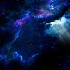 RAYS SHINING  through blue space nebula
