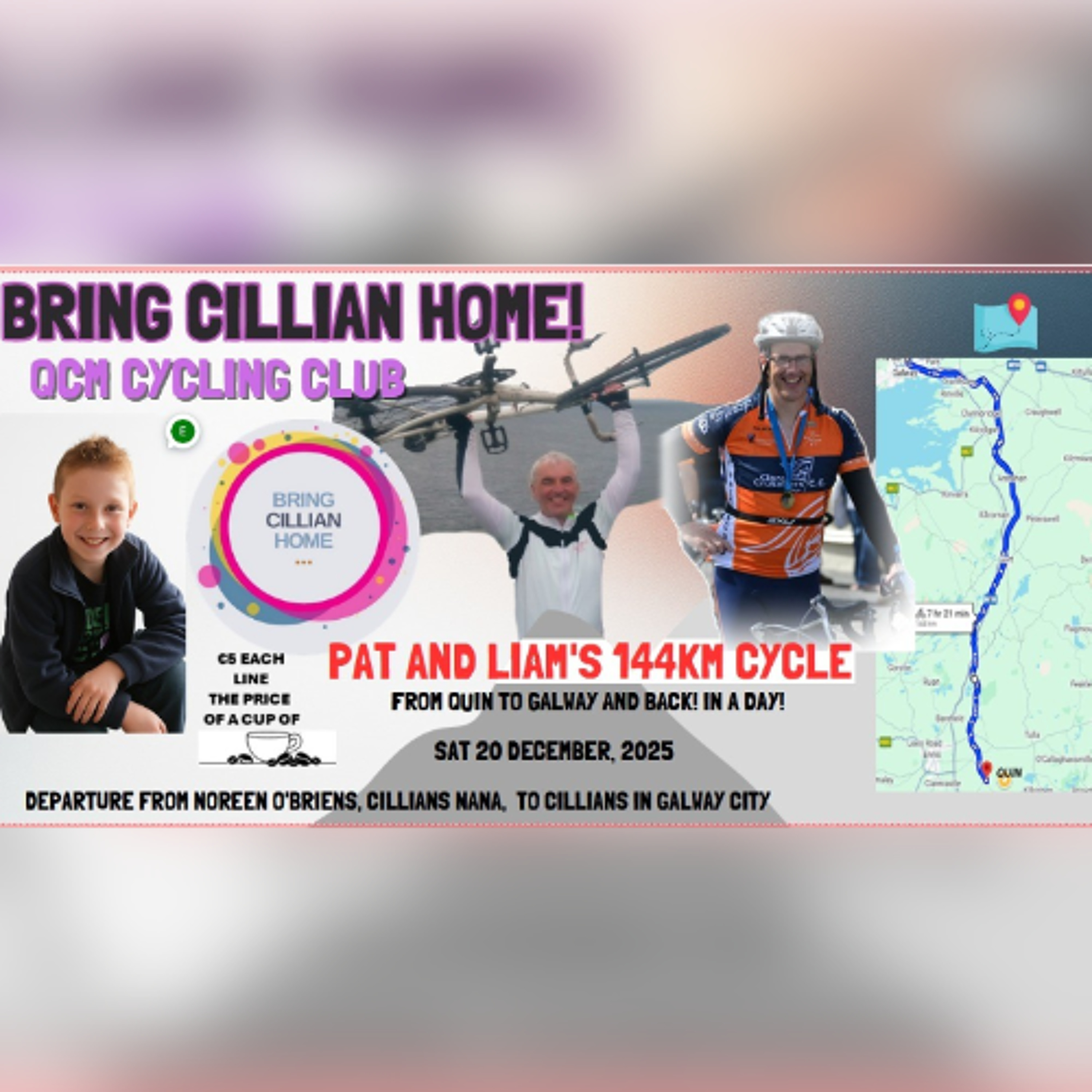 Sponsored Cycle To Raise Funds For Child Who Suffered Life Changing Brain Injury
