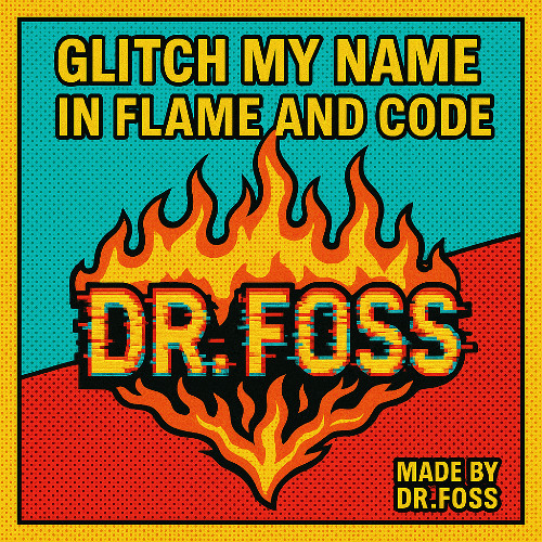 Glitch my name in flame and code