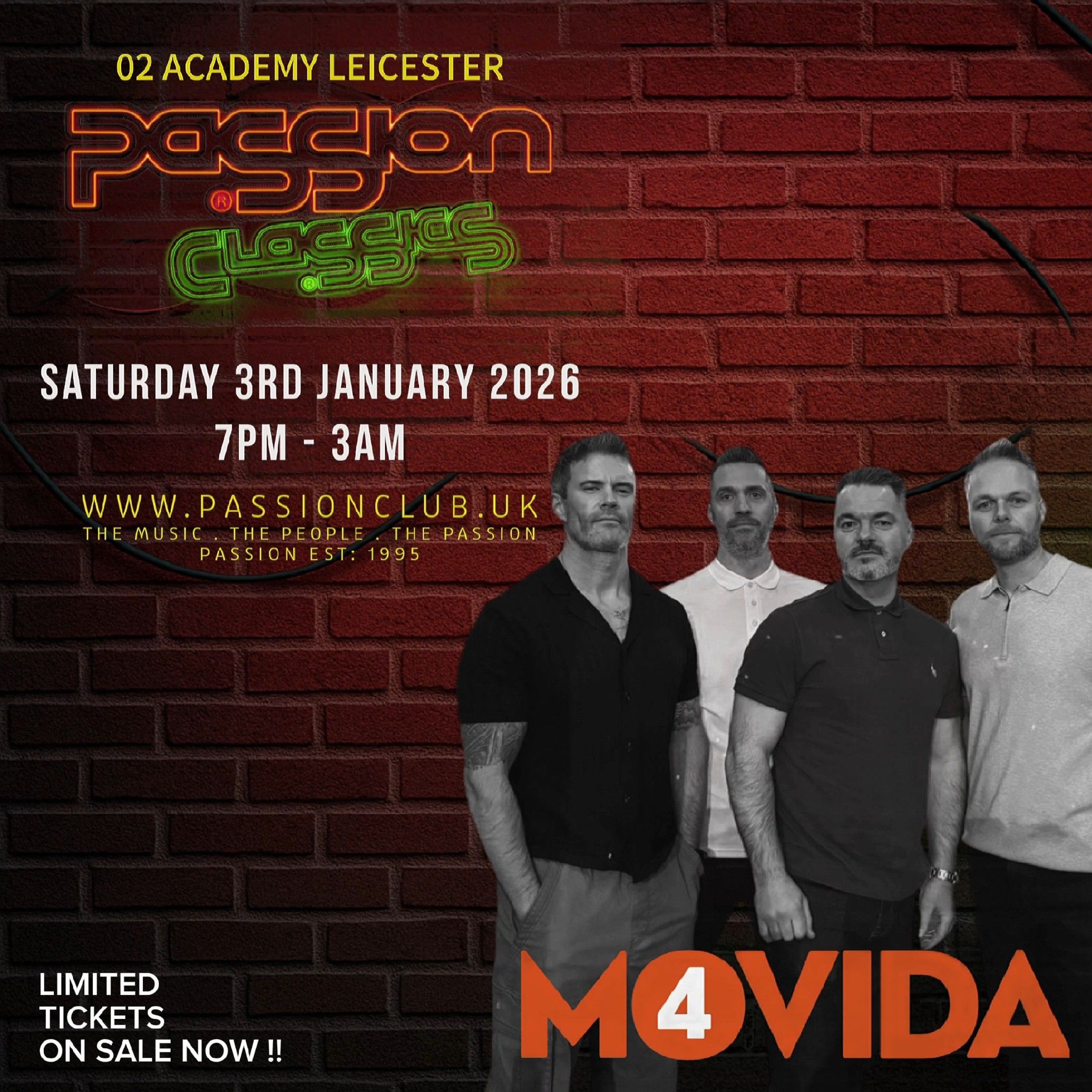 MOVIDA4. LIVE at PaSSion ClaSSics. Jan 3rd 2026. O2 Academy Leicester.