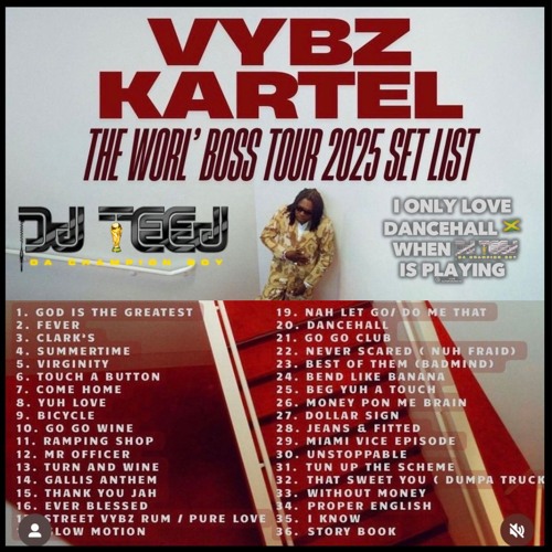 DJ TEEJ PRESENTS: VYBZ KARTEL OFFICIAL UK 🇬🇧 SET-LIST MIXTAPE🔥🇯🇲 (RAW - SEP 2025)