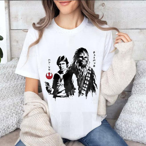 Han Solo And Chewbacca In Japanese Sumi E Style Shirt