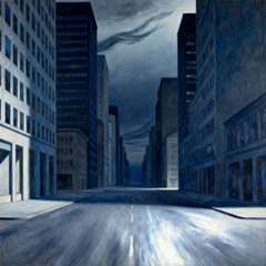 The winter dusk creeps up the avenue