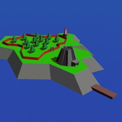Poorly Rendered 3D Island with Dinosaurs on it