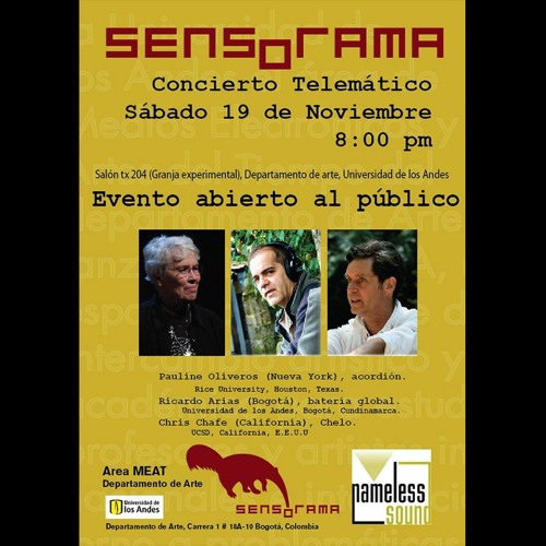 November 19, 2011 - Ricardo Arias/Chris Chafe/Pauline Oliveros - Telematic Trio #2