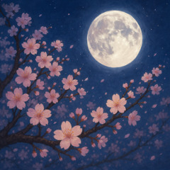 夜桜と月明かり
