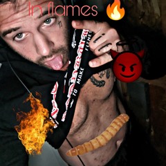 In flames