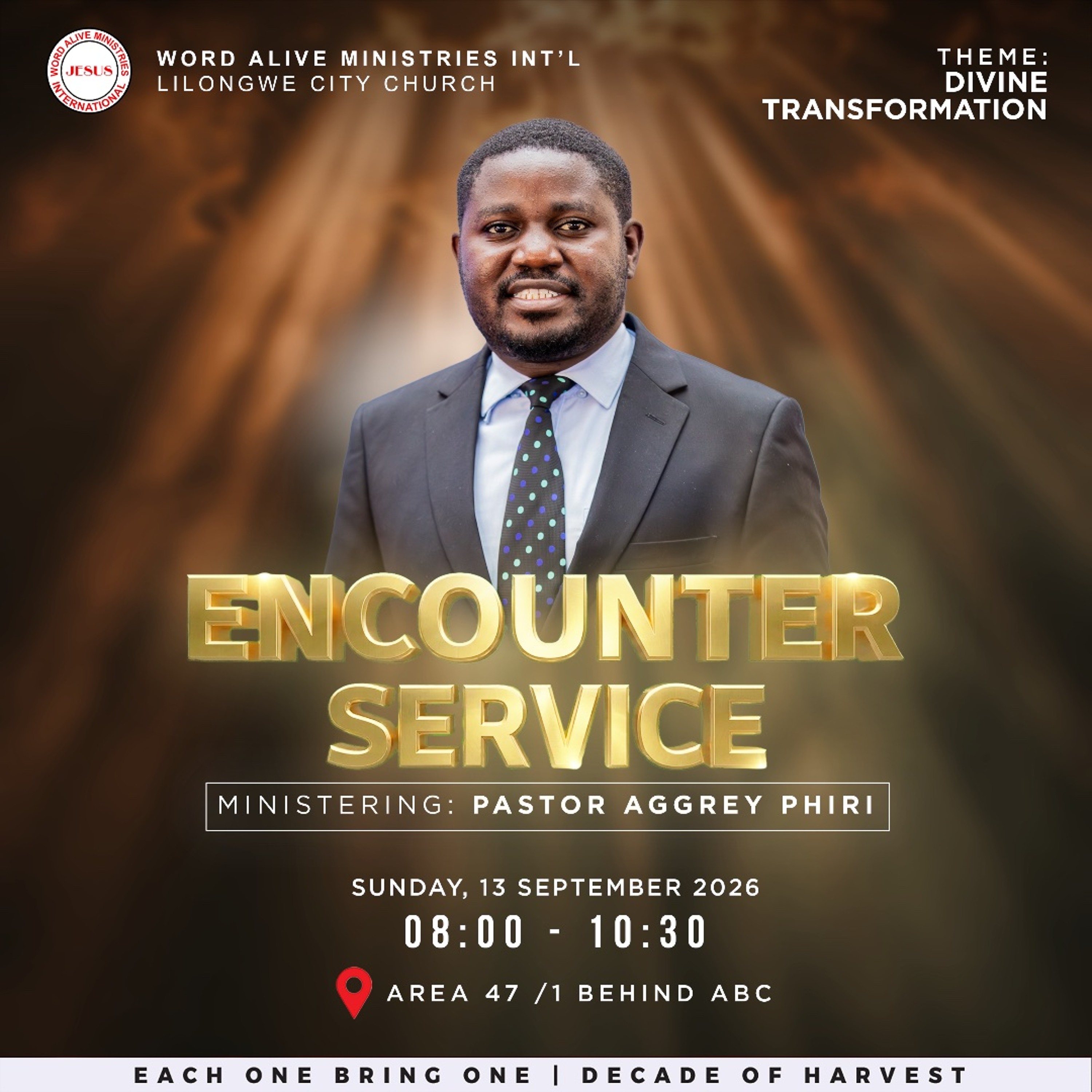 Divine Transformation | Pastor Aggrey Phiri | 13 Sept 2026