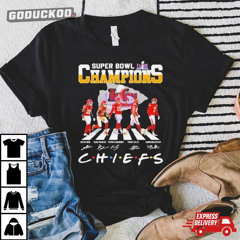 Kansas City Chiefs Abbey Road Super Bowl Lviiii Champions Chiefs Signatures T-Shirt
