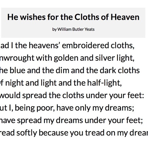 yeats cloths of heaven