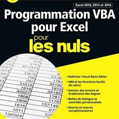 Télécharger eBook Programmation VBA pour Excel 2010, 2013 et 2016 pour les Nuls grand format (Fren
