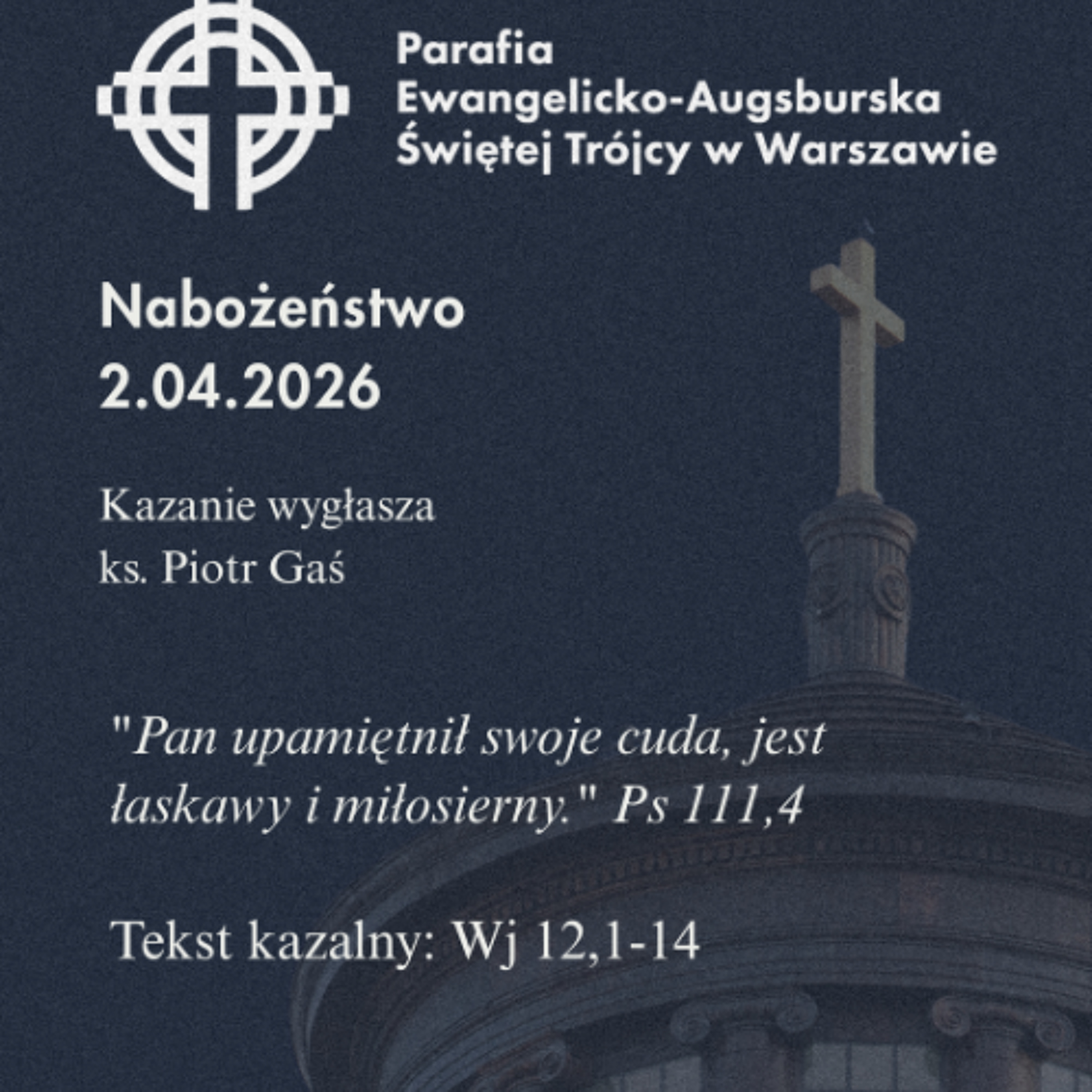 Rozważanie z nabożeństwa w Wielki Czwartek 2 kwietnia 2026 episode artwork