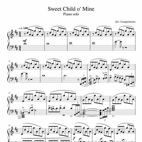 Stream Sweet Child O' Mine Piano by maspri | Listen online for free on  SoundCloud