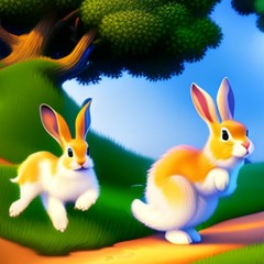 Playful rabbits
