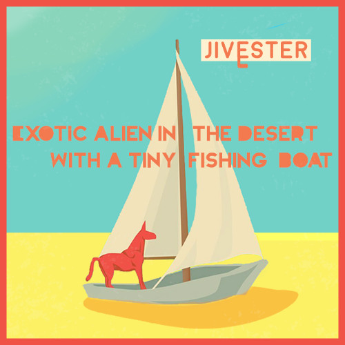Exotic Alien In The Desert With a Tiny Fishing Boat