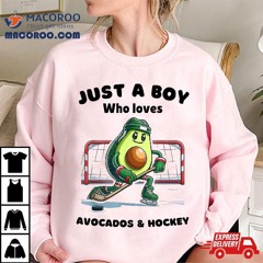 Just A Boy Who Loves Avocado And Hockey Funny Avocados Shirt