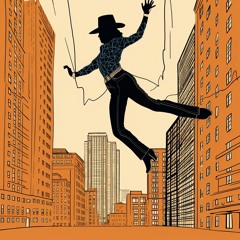 Line Dancer Between Tall Buildings