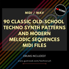 90 Classic Old - School Techno Synth Patterns And Modern Melodic Sequences Midi Files (Sample Pack)