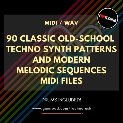 90 Classic Old - School Techno Synth Patterns And Modern Melodic Sequences Midi Files (Sample Pack)