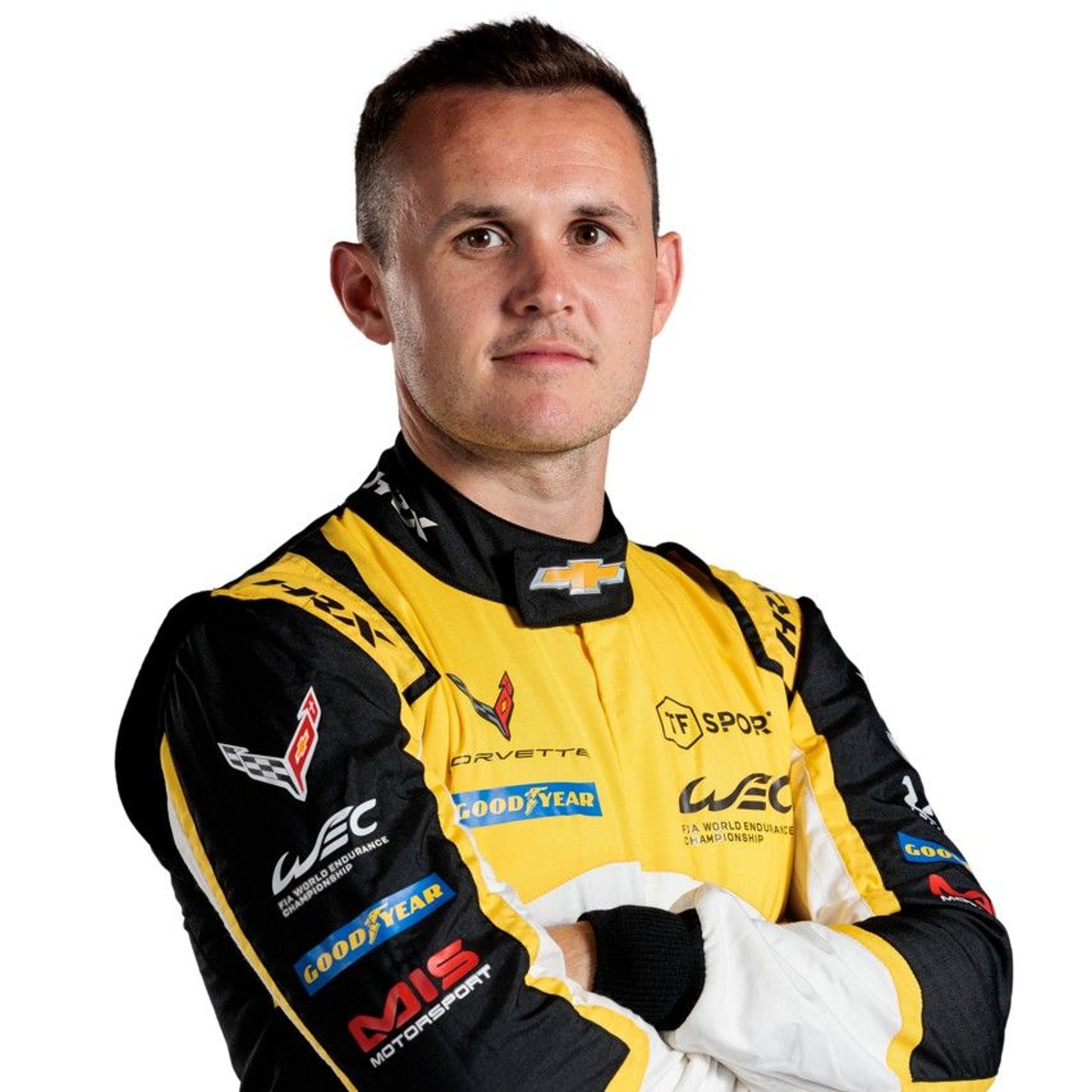 Corvette Factory driver Charlie Eastwood in the Lone Star Le Mans episode artwork