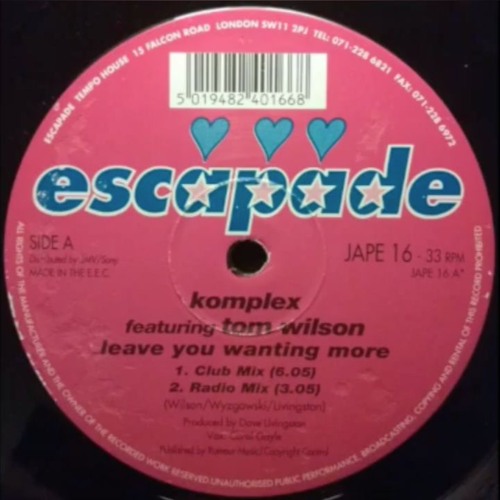 Komplex Feat Tom Wilson - Leave You Wanting More (CSLM EDIT)