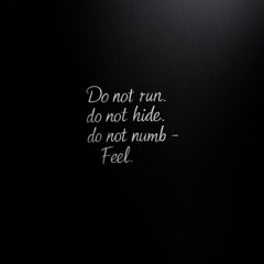 Do not run. do not hide. do not numb - Feel