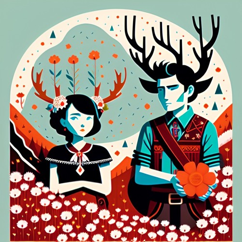 Mood Exhibit - Antlers And Flower Petals
