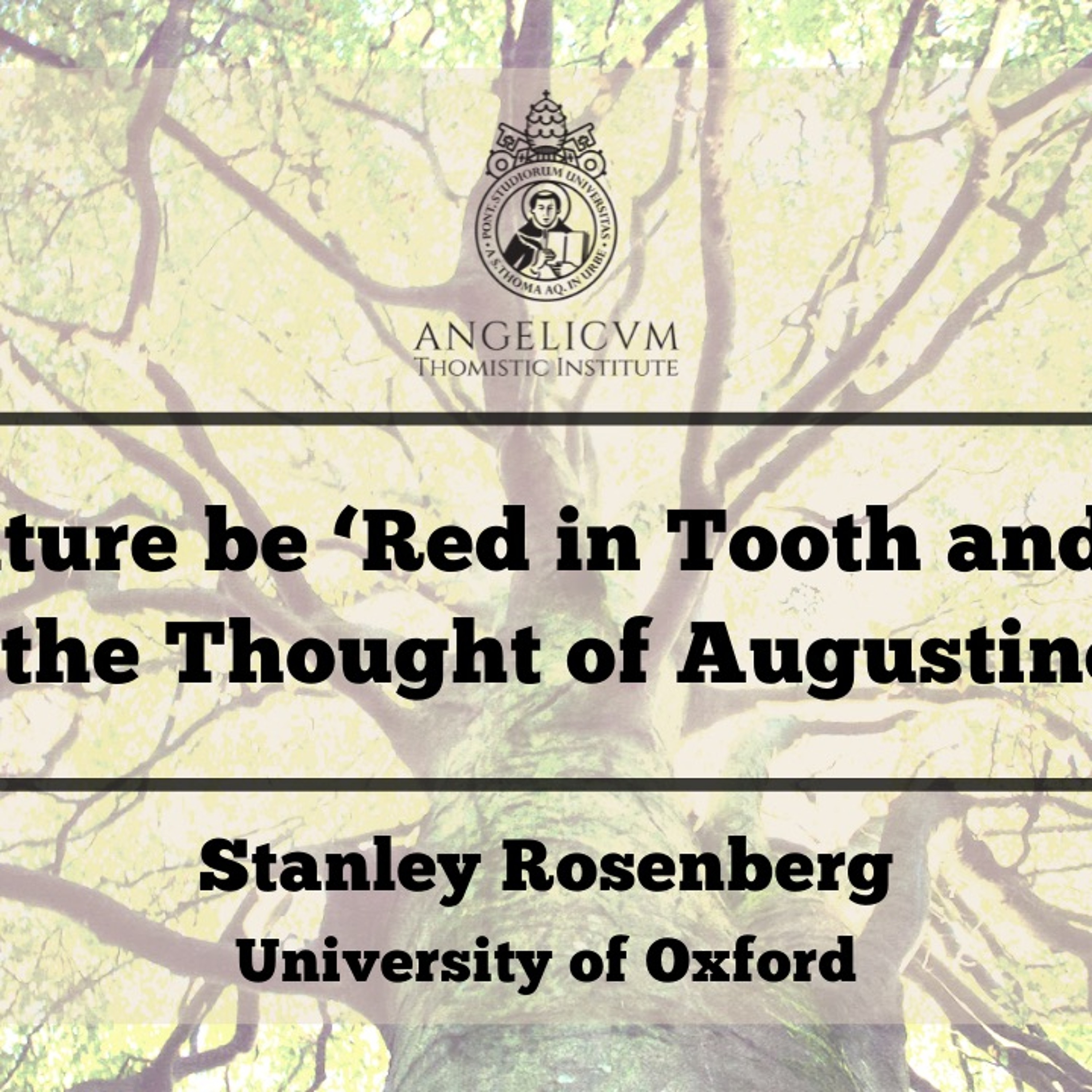 Can nature be Red In Tooth And Claw according to Augustine | Stanley Rosenberg